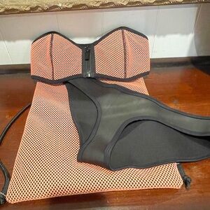 triangl swimwear Strapless Bandeau/bottom with Coral neoprene Pouch